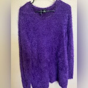 New Directions Vibrant Purple Fuzzy Sweater